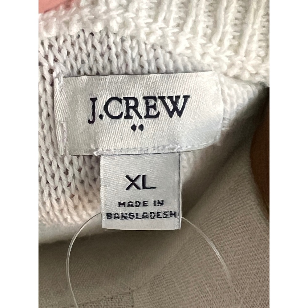 J.Crew Ivory Cable Knit Crewneck Sweater Classic Casual XL Cotton